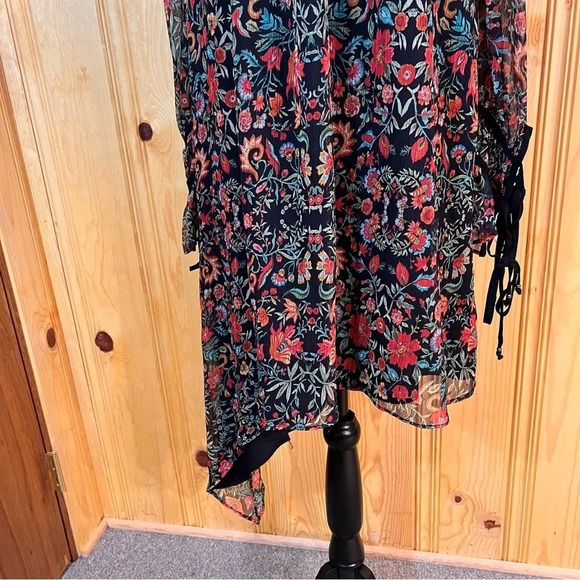 Adelyn Rae Black & Red Floral Cold Shoulder Asymmetric Dress Sz-M - Picture 7 of 13